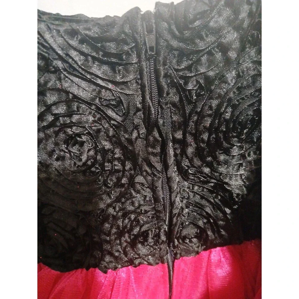 Stunning Girl's Chic Fuchsia/Black Flower Girl Pageant Party Dress Size 11-12 Y